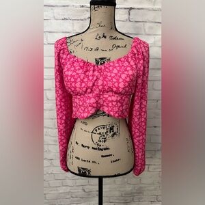 Madden NYC Med‎ Cropped Top Heart Hippie Dainty Tie Back Pink Girly 90’s Fairy